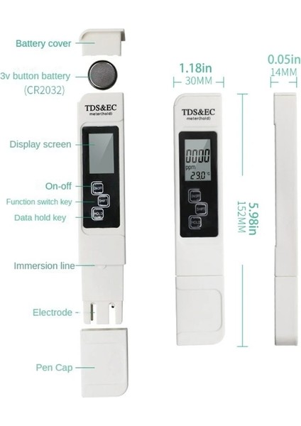 Mavi Su Kalitesi Test Cihazı Doğru Tds Metre Ec Metre Sıcaklık Test Kalemi Arkadan Aydınlatmalı Lcd-Içme Suyu Topraksız M4YD Için (Yurt Dışından) modelleri