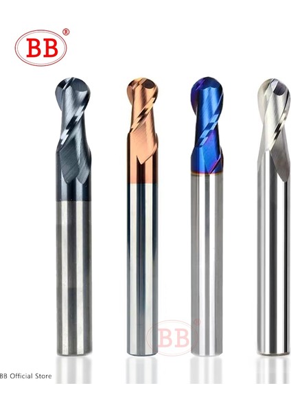 R2X4X8X75 BK2045 Bb Bilyalı Uçlu Freze Tungsten Karbür Kesici Cnc Router Bit Freze Aracı R0.5 6mm 8mm 10MM HRC45 55 65 2 Flüt (Yurt Dışından)