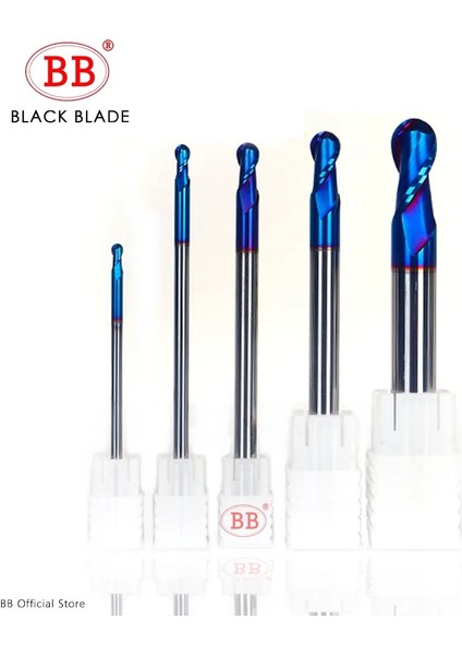 R2X4X8X75 BK2045 Bb Bilyalı Uçlu Freze Tungsten Karbür Kesici Cnc Router Bit Freze Aracı R0.5 6mm 8mm 10MM HRC45 55 65 2 Flüt (Yurt Dışından)