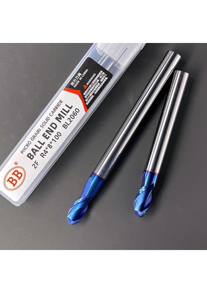 R2X4X8X75 BK2045 Bb Bilyalı Uçlu Freze Tungsten Karbür Kesici Cnc Router Bit Freze Aracı R0.5 6mm 8mm 10MM HRC45 55 65 2 Flüt (Yurt Dışından)