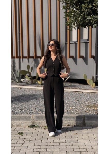 Sophie Düğmeli Yelek Siyah