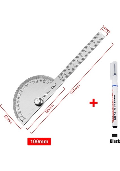 Set 1 180 Derece Iletki Metal Açı Bulucu Gonyometre Paslanmaz Çelik Ölçer Ayarlanabilir Ölçüm Cetveli Açı Ağaç Işleme Alet Takımı (Yurt Dışından)