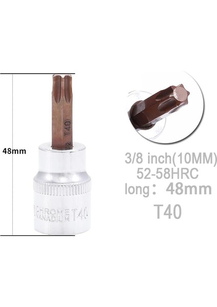 T60-1PCS 3/8 Inç 10MM Torx Hex Bit Torx Tornavida Bit Araçları T20 T30 T40 T45 T50 T55 T60 Uzun 48MM (Yurt Dışından) fiyatları