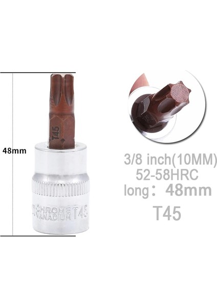 T60-1PCS 3/8 Inç 10MM Torx Hex Bit Torx Tornavida Bit Araçları T20 T30 T40 T45 T50 T55 T60 Uzun 48MM (Yurt Dışından) modelleri