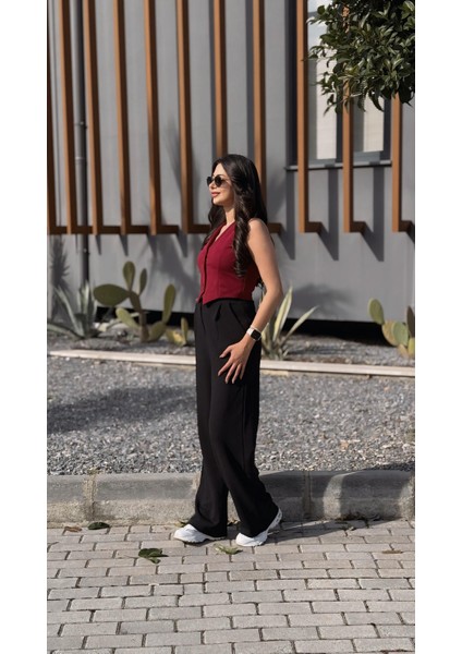Sophie Düğmeli Yelek Bordo