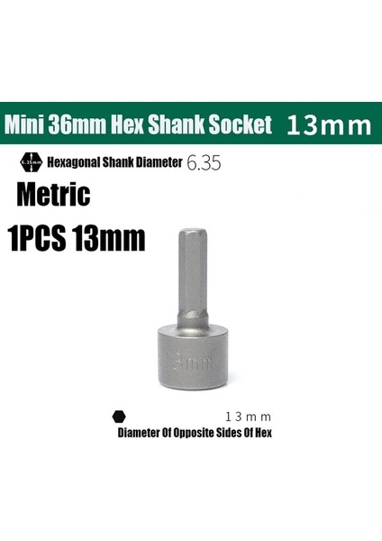 1 Adet 13MM 4MM-13MM 5/32-1/2 36MM Mini Darbe Altıgen Soket Hex Shank Vida Somun Anahtarı Metrik Inç Elektrikli Tornavida Matkap Ucu Adaptör Aracı (Yurt Dışından)