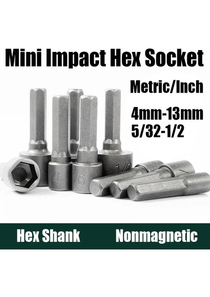 1 Adet 13MM 4MM-13MM 5/32-1/2 36MM Mini Darbe Altıgen Soket Hex Shank Vida Somun Anahtarı Metrik Inç Elektrikli Tornavida Matkap Ucu Adaptör Aracı (Yurt Dışından)