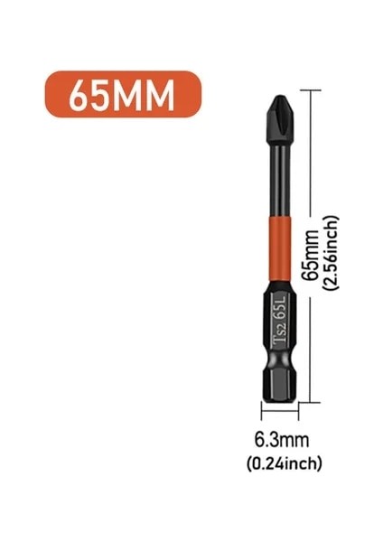65MM 1 Adet Manyetik Çapraz Ph2 Bit S2 Alaşımlı Darbe Toplu Kafa Sertlik Tornavida Ucu Anti Kaymaz Tornavida El Matkap Ucu Araçları (Yurt Dışından)
