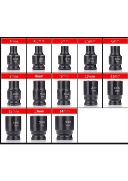 8mm Bir Adet 1/4 "kısa Darbe Soket Adaptörü Hava Prizleri 6 Nokta 4 5 6 7 8 9 10 11 12 13 14MM Elektrikli Darbeli Hava Pnömatik (Yurt Dışından)