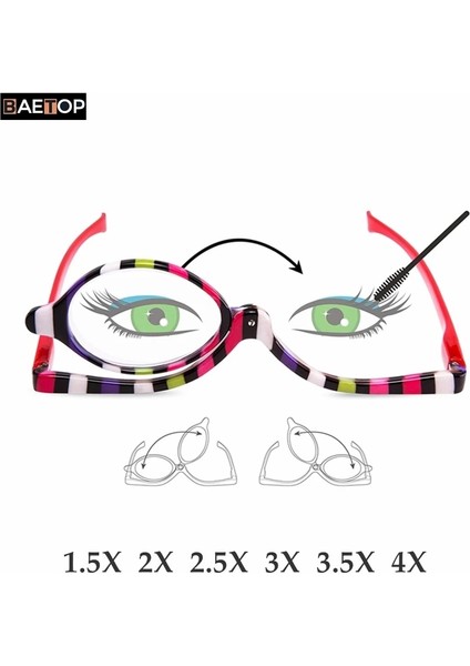 1 Paket 4x 1.5x 2x 2.5x 3x 3.5x 4x Büyüteç Makyaj Gözlükleri Göz Makyaj Gözlükleri Aşağı Çevirmek Lens Katlanır Kozmetik Bayan Okuma Büyüteci (Yurt Dışından)