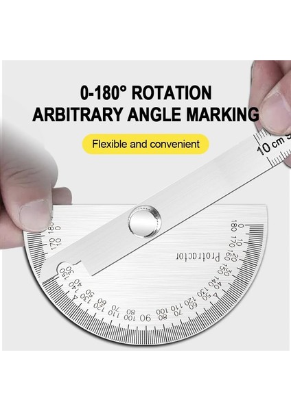 HOLLOW-80X120MM Ağaç Işleme 180° Iletki Paslanmaz Çelik Açı Ölçer Bulucu Yüksek Hassasiyetli Ayarlanabilir Ölçüm Cetveli Profesyonel Gonyometre (Yurt Dışından) fiyatları