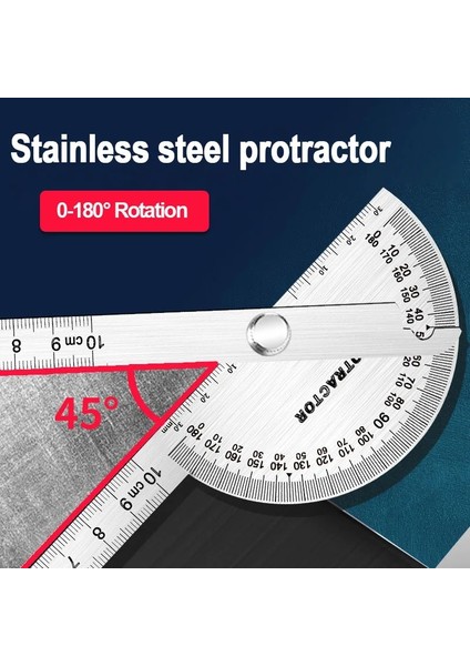 HOLLOW-80X120MM Ağaç Işleme 180° Iletki Paslanmaz Çelik Açı Ölçer Bulucu Yüksek Hassasiyetli Ayarlanabilir Ölçüm Cetveli Profesyonel Gonyometre (Yurt Dışından) modelleri