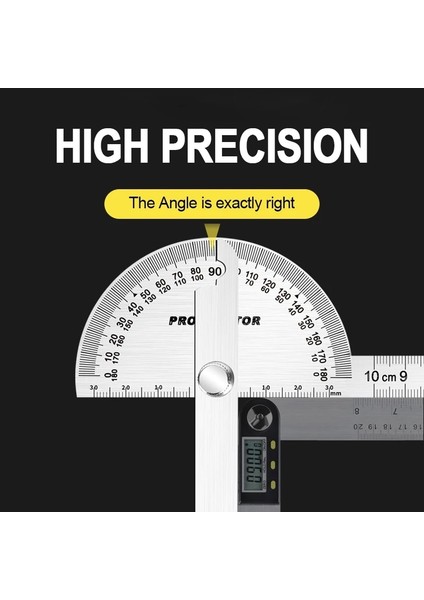 HOLLOW-80X120MM Ağaç Işleme 180° Iletki Paslanmaz Çelik Açı Ölçer Bulucu Yüksek Hassasiyetli Ayarlanabilir Ölçüm Cetveli Profesyonel Gonyometre (Yurt Dışından) fırsatları