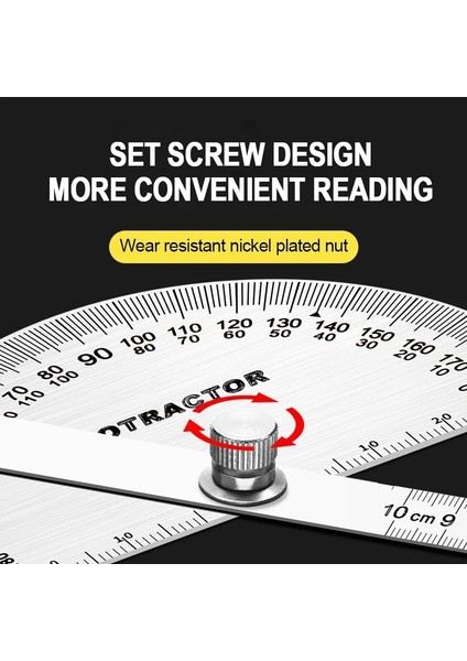 HOLLOW-80X120MM Ağaç Işleme 180° Iletki Paslanmaz Çelik Açı Ölçer Bulucu Yüksek Hassasiyetli Ayarlanabilir Ölçüm Cetveli Profesyonel Gonyometre (Yurt Dışından) indirimleri