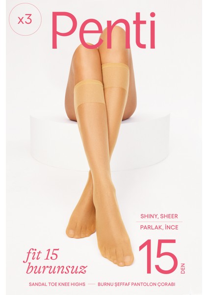 Fit 15 Burunsuz 3lü Ten Pantolon Çorap