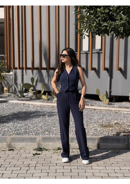 Sophie Düğmeli Yelek Lacivert