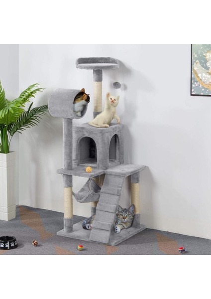 Hamaklı Tünelli Lüx Kedi Tırmalama Evi