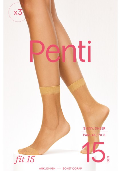 Fit 15 Ten Rengi 3lü Soket Çorap