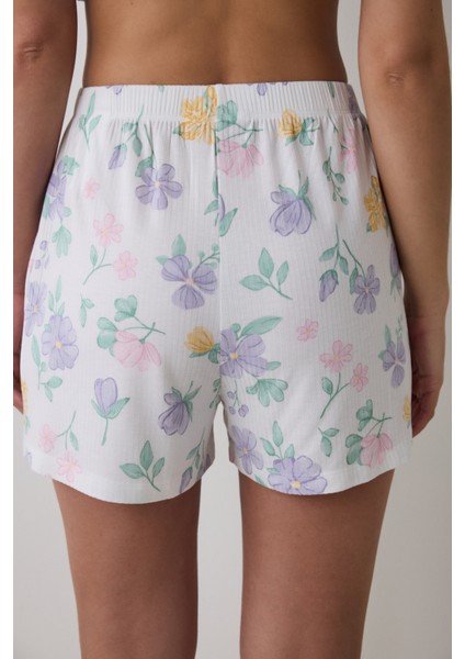 Love More Printed Şort Çok Renkli Pijama Altı