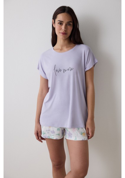 Love More Printed Şort Çok Renkli Pijama Altı