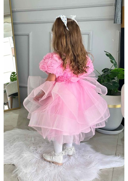Dokulu Kız Çocuk Tüllü abiye - Pembe fiyatları