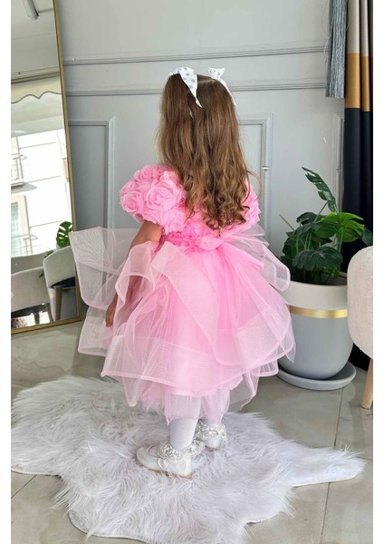 Dokulu Kız Çocuk Tüllü abiye - Pembe fırsatları