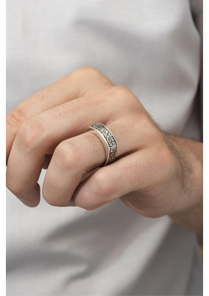 Kalem Işlemeli Motifli Gümüş Erkek Yüzük fiyatları