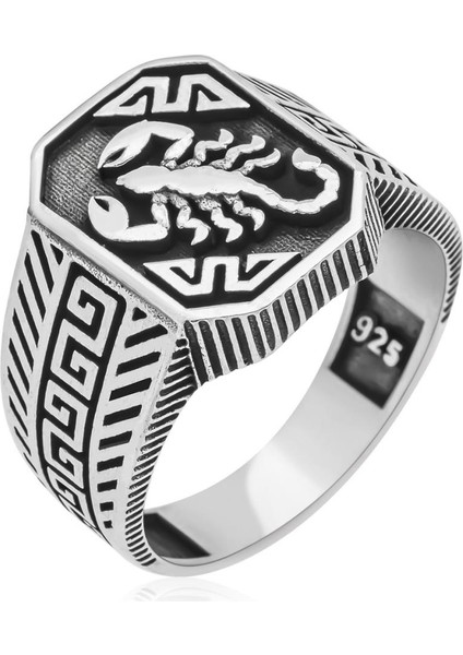 Akrep Desenli Taşsız 925 Gümüş Erkek Yüzük indirimleri