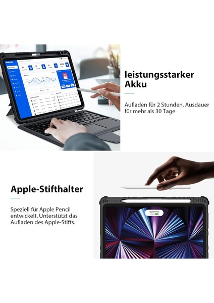 Nillkin Klavyeli iPad Kılıfı,9./8./7.nesil 10,2 Inç Trackpad Konnektör 2019/2020/2021KABLOSUZ Qwerty