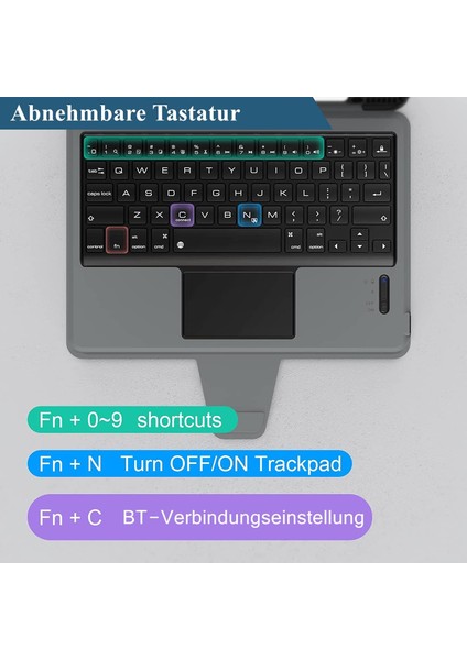 Nillkin Klavyeli iPad Kılıfı,9./8./7.nesil 10,2 Inç Trackpad Konnektör 2019/2020/2021KABLOSUZ Qwerty