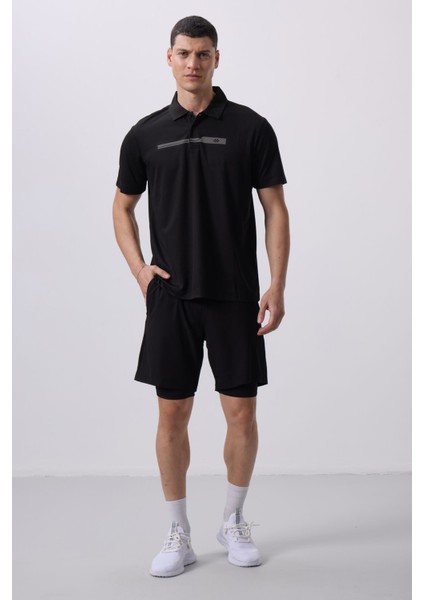 Siyah Polyester Ince Yumuşak Standart Fit Erkek Taytlı Şort - 81287 fırsatları