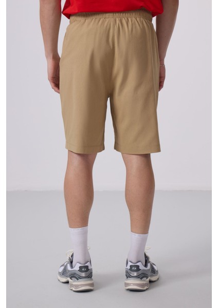 Koyu Bej Gri Standart Fit Dokuma Hafif Esnek Chino Şort - 81290