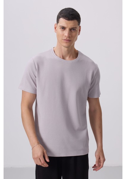 Taş Yüzeyi Dokulu Rahat Form Basic Erkek T-Shirt - 88436