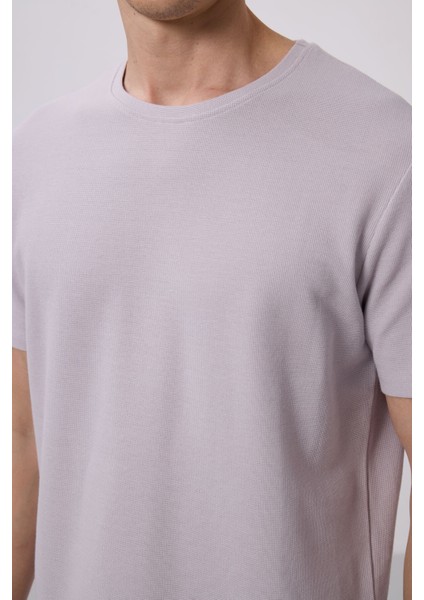 Taş Yüzeyi Dokulu Rahat Form Basic Erkek T-Shirt - 88436