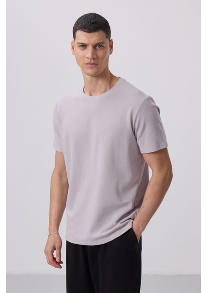 Taş Yüzeyi Dokulu Rahat Form Basic Erkek T-Shirt - 88436