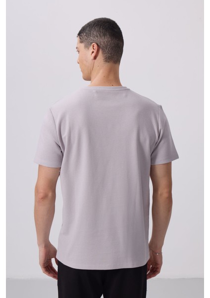 Taş Yüzeyi Dokulu Rahat Form Basic Erkek T-Shirt - 88436