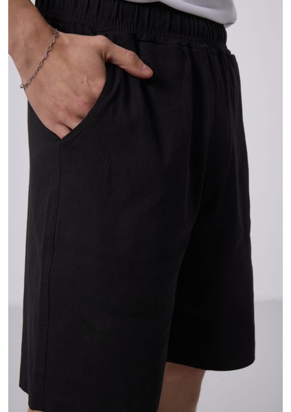 Siyah Standart Fit Dokuma Hafif Esnek Chino Erkek Şort - 81290