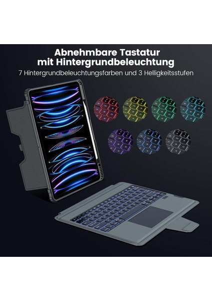 Nillkin Klavyelikılıf Apple iPadAIR13INÇ(2024)6/5/4/3 Nesil Kamerakoruma,çıkarılabilir Klavye,aydınlatmalı
