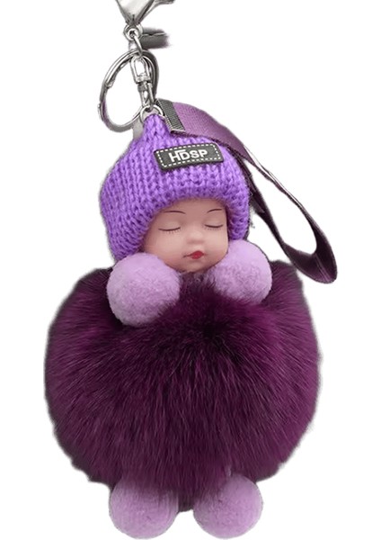 Ponpon Uyuyan Bebek Anahtarlık Sevimli Kaık Peluş Bebek Anahtarlık Kadın Kız Çanta Anahtarlıklar Arabalar Anahtarlık Hediye Büyüleyici Dekorasyon (Yurt Dışından)