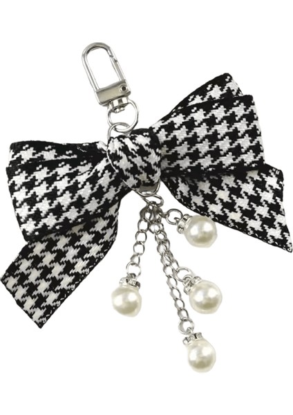 Vintage Sahte Inci Zincir Anahtarlıklar Kadınlar Için Sevimli Kalp Yay-Düğüm Charm Çanta Çanta Dekor Araba Anahtarlık Kulaklık Kılıfı Aksesuar (Yurt Dışından)