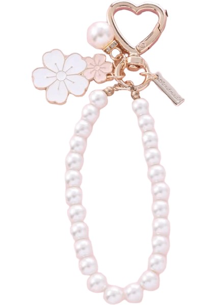 Tatlı Pembe Kiraz Çiçekleri Anahtarlık Inci Harf Kolye Araba Anahtarlık Kadınlar Için Kulaklık Kılıfı Charms Çanta Dekor Takı (Yurt Dışından)