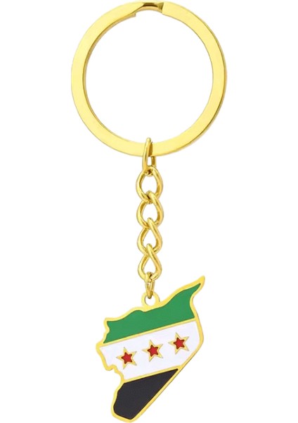 Yıluocd Paslanmaz Çelik Suriye Haritası Bayrak Kolye Anahtarlık Moda Suriyeliler Harita Anahtarlık Kadınlar Için Erkekler Zincir Takı Hediye (Yurt Dışından)