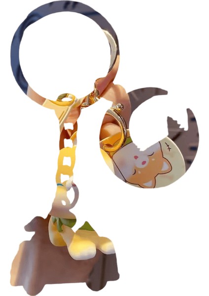 Karikatür Hayvan Öpücük Çubuk Husky Anahtarlık Çift Çanta Biblo Hediye Sevimli Shiba Inu Köpek Bebek Anahtarlık Sırt Çantası Kolye Anahtarlıkrenk:01 (Yurt Dışından)