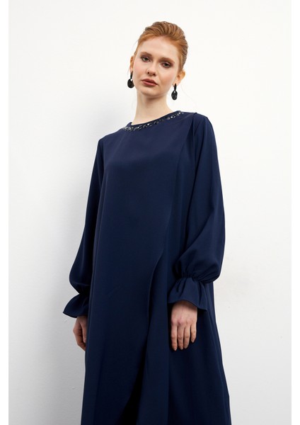 Asimetrik Kesim Tunik Pantolon Takım - Lacivert fırsatları