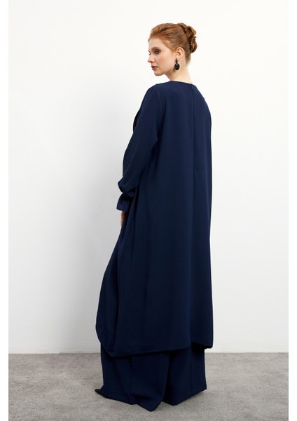 Asimetrik Kesim Tunik Pantolon Takım - Lacivert indirimleri