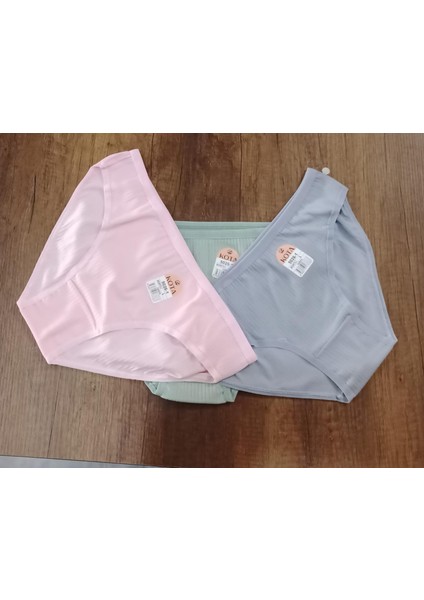 5026 Bayan Raporlu Ribana Bikini 3'lü Pembe, Lila, Yeşil