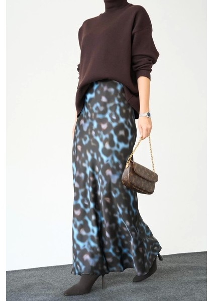 Uzun Saten Etek - Siyah-Mavi fiyatları