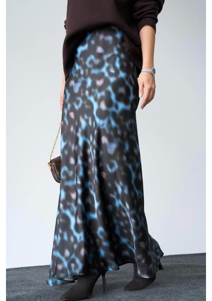 Uzun Saten Etek - Siyah-Mavi fırsatları