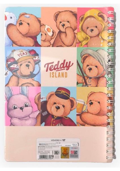 Teddy Island A5 Çizgili Defter 68 Yaprak