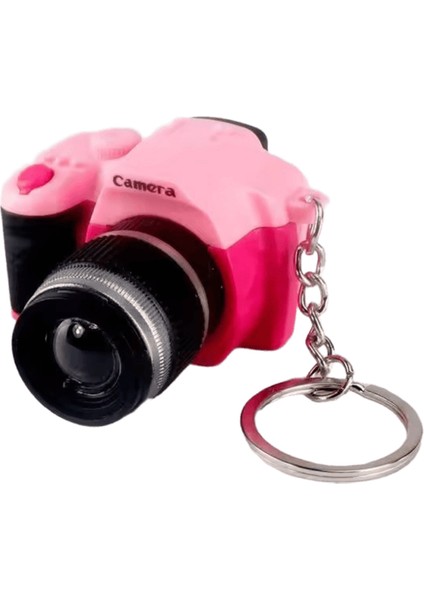 Simüle Slr Kamera LED Işık Yayabilir Ses Anahtarlık Fotoğrafçılık Seyahat Hediyeleri Üç Boyutlu Kolye Hafif Basit Renk:pembe Renk (Yurt Dışından)